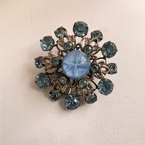 Vintage Blue Rhinestone Brooch